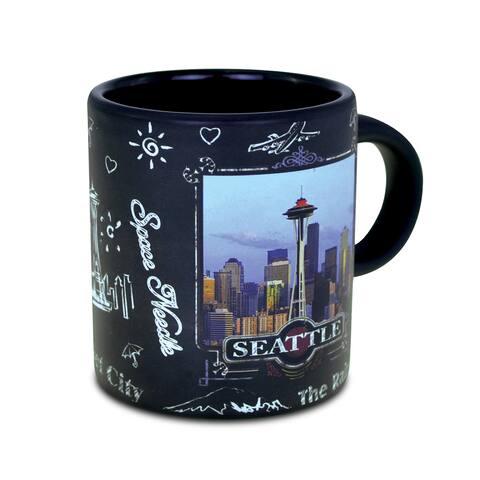 Puzzled Seattle Skyline Blackboard Ceramic Mini Mug