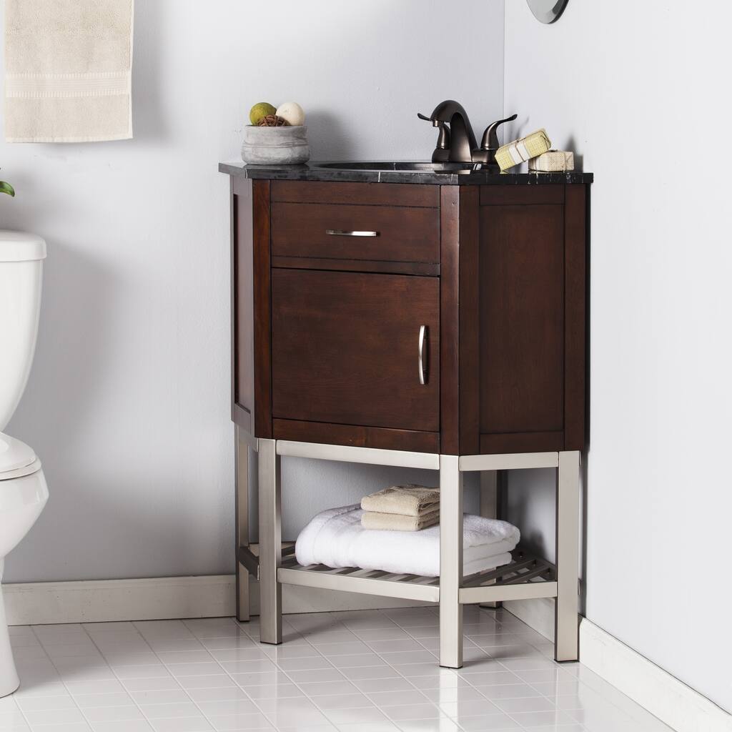 Karhold Corner Bath Vanity Sink w/ Marble Top