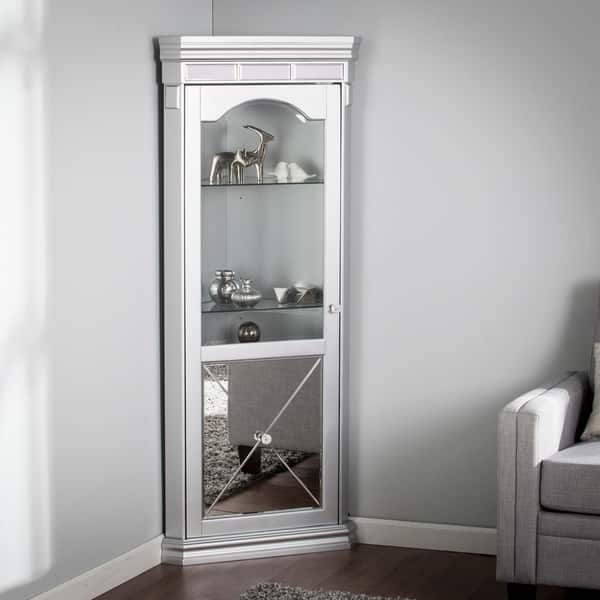 Shop Zephyr Mirrored Lighted Corner Curio Cabinet Overstock 13728606