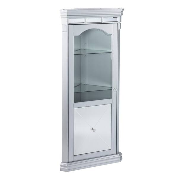 Shop Zephyr Mirrored Lighted Corner Curio Cabinet Free Shipping