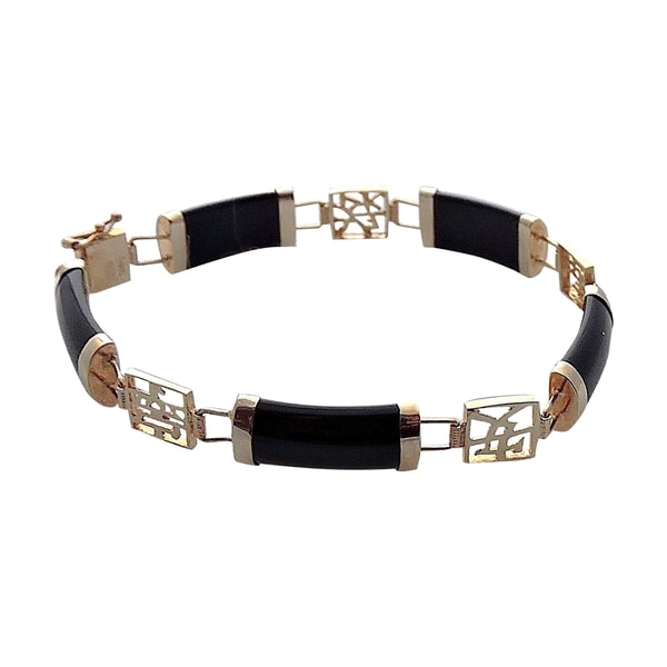 14k Yellow Gold Black Jade Good Fortune Bracelet Free 14k Yellow Gold Black Jade Good Fortune Bracelet