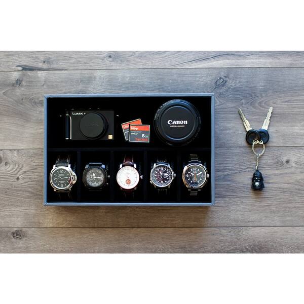 Caddy Bay Collection Modern Grey Fabric Wood Desktop Dresser Caddy Bay Collection Modern Grey Fabric