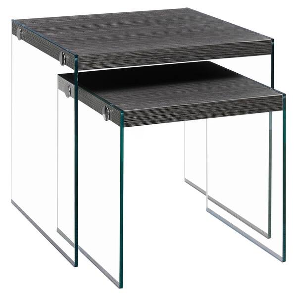 Contemporary Grey Veneer/ Glass Nesting Table Set 13731929