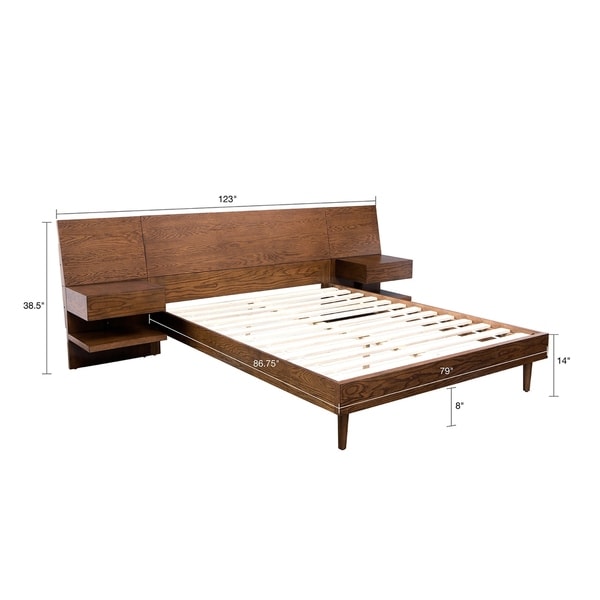 INK+IVY Clark Pecan Bed with Two Nightstands