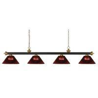 Avery Home Lighting Riviera Bronze & Satin Gold Burgundy 4 Light Billiard Light
