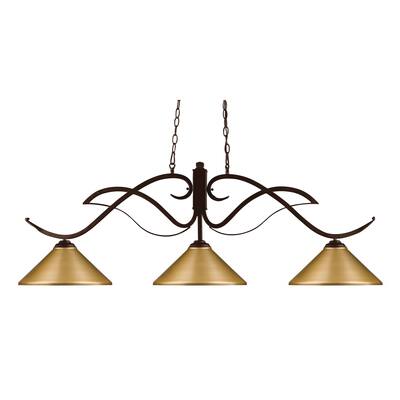 Avery Home Lighting Phoenix Satin Gold 3 Light Island/Billiard Light - Bronze