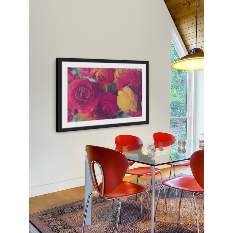 Marmont Hill - 'Ranunculus Fuchsia' Framed Painting Print - Multi-Color
