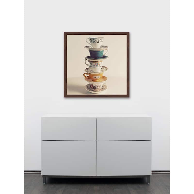 Marmont Hill - 'Teacup Stack' Framed Painting Print - Multi-Color