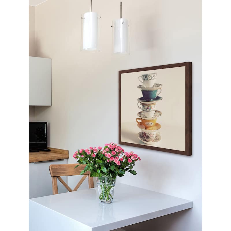 Marmont Hill - 'Teacup Stack' Framed Painting Print - Multi-Color