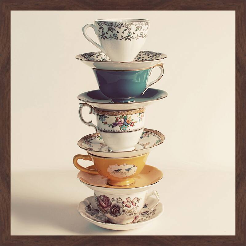 Marmont Hill - 'Teacup Stack' Framed Painting Print - Multi-Color