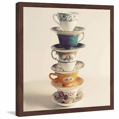 Marmont Hill - 'Teacup Stack' Framed Painting Print - Multi-Color