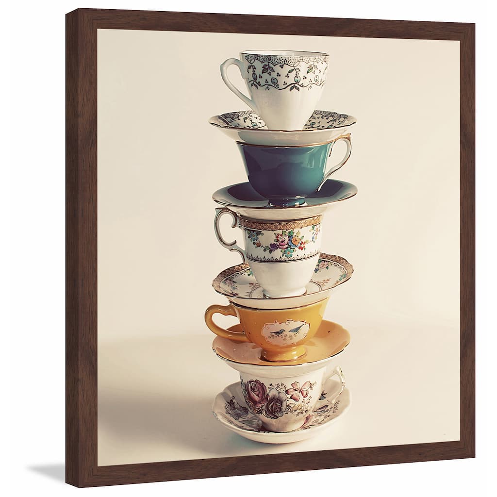 Marmont Hill - 'Teacup Stack' Framed Painting Print - Multi-Color