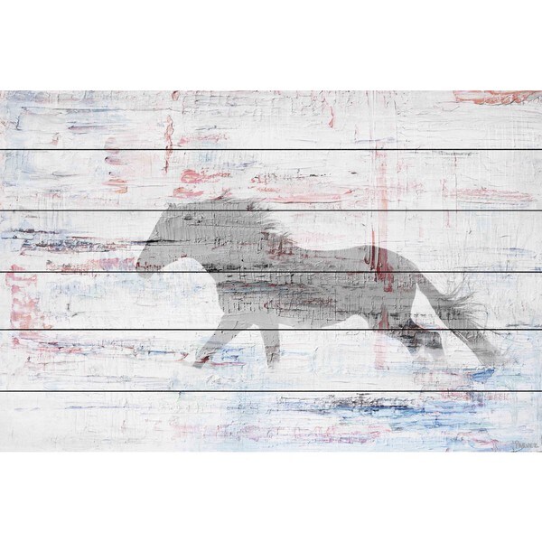 Handmade Parvez Taj - Gray Horse Trot Print on White Wood