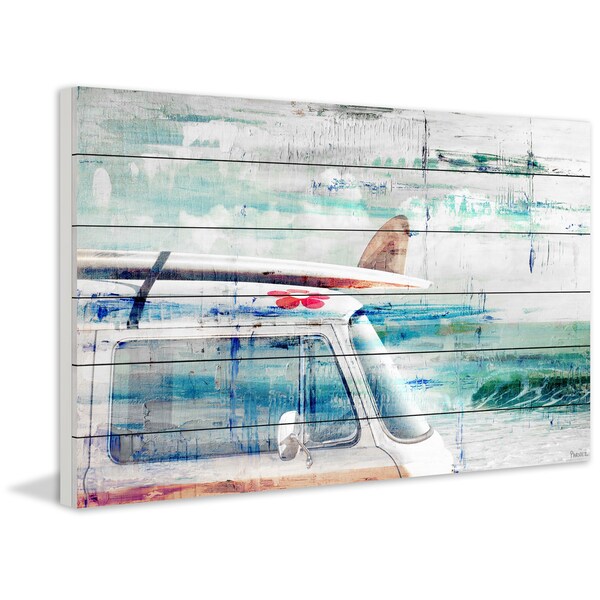 Handmade Parvez Taj - Beach Trip Print on White Wood