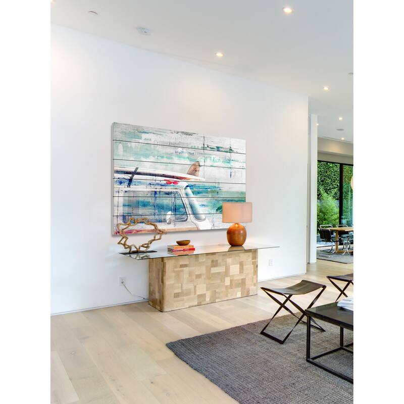 Parvez Taj - 'Beach Trip' Painting Print on White Wood - Multi-color