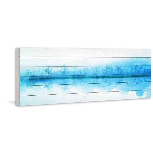 Handmade Parvez Taj - Blue Reflection Print on White Wood