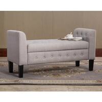 Domeli Grey Fabric Storage Ottoman