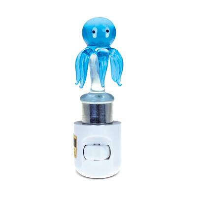 Puzzled Octopus Handcrafted Art Blue Glass Decorative Night Light Home Decor