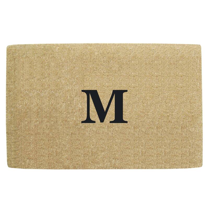 Monogrammed Brown Coir 22 x 36 Heavy Duty Door Mat - 22 inches x 36 inches - M