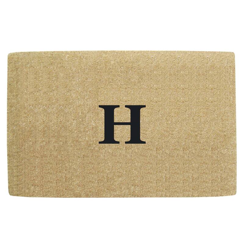 Monogrammed Brown Coir 22 x 36 Heavy Duty Door Mat - 22 inches x 36 inches - H