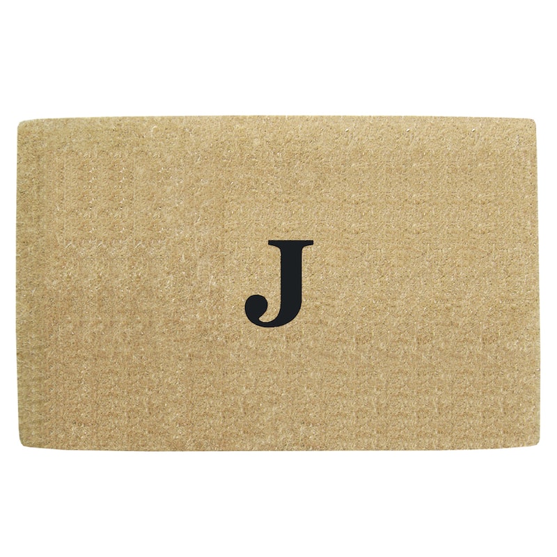 Monogrammed Brown Coir 22 x 36 Heavy Duty Door Mat - 22 inches x 36 inches - J