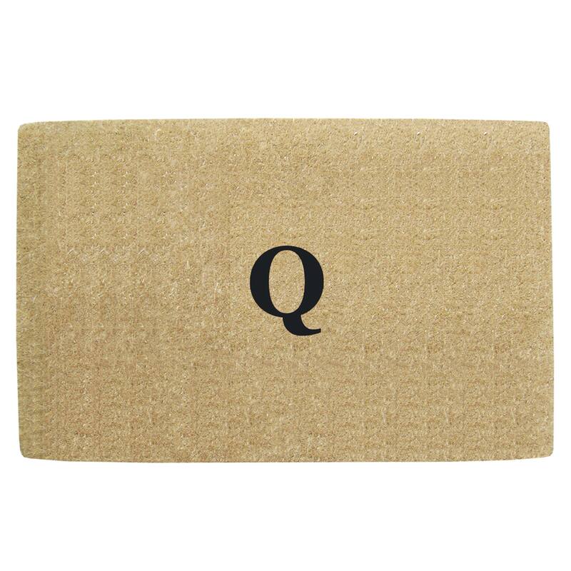 Monogrammed Brown Coir 22 x 36 Heavy Duty Door Mat - 22 inches x 36 inches - Q