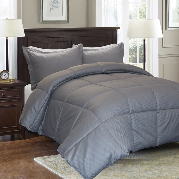 Reversible Cotton Diamond Damask Down Alternative 3-piece Comforter Set