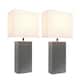 Porch & Den Fairway Grey/White Leather Modern Table Lamps (Set of 2)