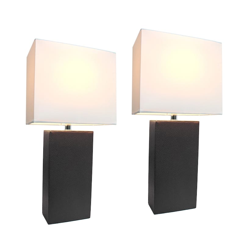 Porch & Den Fairway Black Leather Table Lamps (Set of 2)