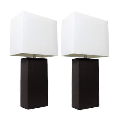 Porch & Den Fairway Black Leather Table Lamps (Set of 2)