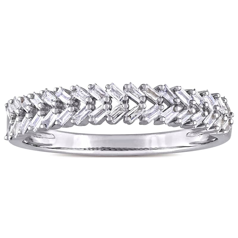 Miadora 14k White Gold 1/3ct TDW Tapered Baguette Diamond Braided Design Band