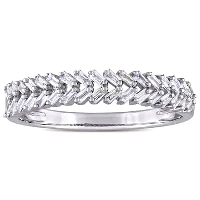 Miadora 14k White Gold 1/3ct TDW Tapered Baguette Diamond Braided Design Band