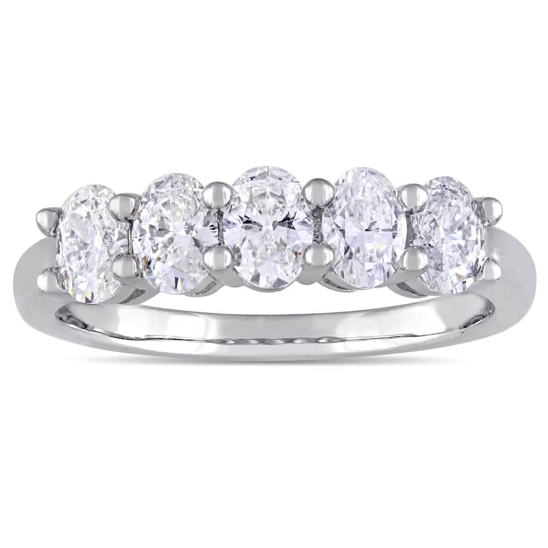 Miadora Signature Collection 14k White Gold 1 5/8ct TDW Oval-cut Diamond Anniversary Band Ring