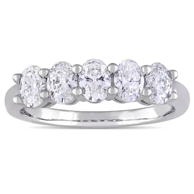 Miadora Signature Collection 14k White Gold 1 5/8ct TDW Oval-cut Diamond Anniversary Band Ring