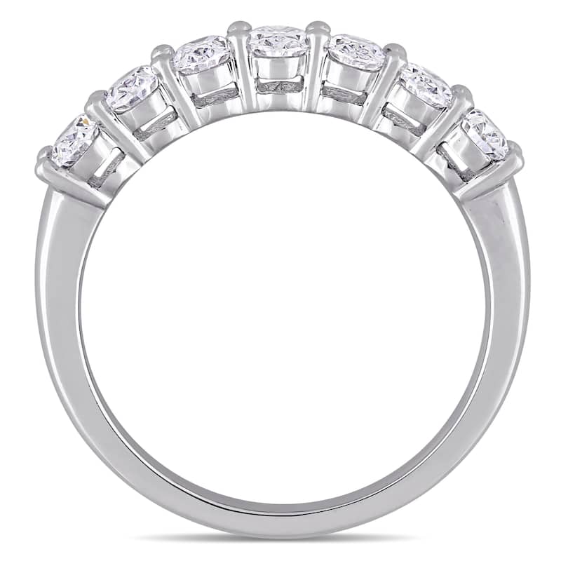 Miadora Signature Collection 14k White Gold 1-1/3ct TDW Oval-Cut Diamond 7-Stone Semi-Eternity Band (F-G, SI1-SI2)