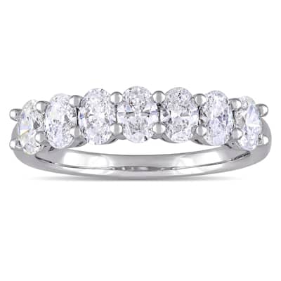 Miadora Signature Collection 14k White Gold 1-1/3ct TDW Oval-Cut Diamond 7-Stone Semi-Eternity Band (F-G, SI1-SI2)