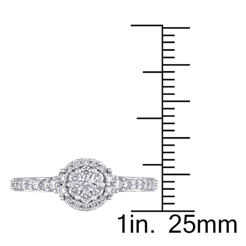 Miadora 14k White Gold 1/2ct TDW Diamond Floral Cluster Halo Engagement Ring