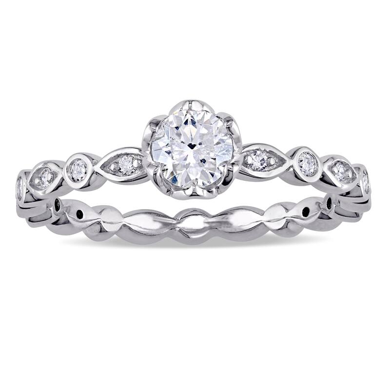 Miadora Signature Collection 14k White Gold 1/2ct TDW Diamond Halo Infinity Engagement Ring