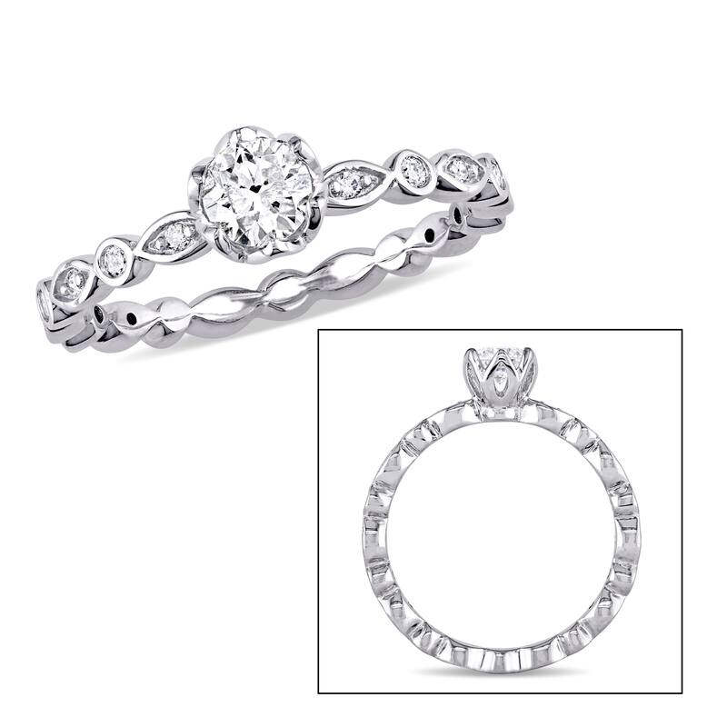 Miadora Signature Collection 14k White Gold 1/2ct TDW Diamond Halo Infinity Engagement Ring