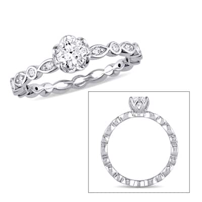 Miadora Signature Collection 14k White Gold 1/2ct TDW Diamond Halo Infinity Engagement Ring