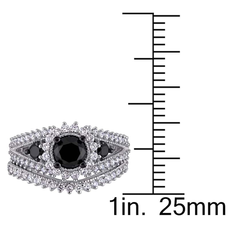 Miadora Signature Collection 10k White Gold Black Rhodium 2ct TDW Black and White Diamond Split Shan