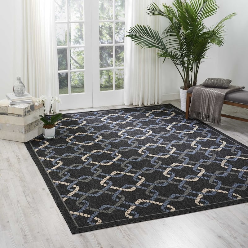 Nourison Caribbean Indoor / Outdoor Area Rug - 9'3" x 12'9" - Charcoal
