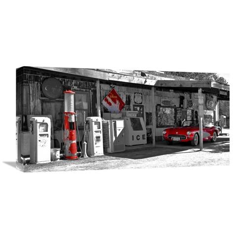 Global Gallery Vadim Ratsenskiy 'Vintage gas station on Route 66' Stretched Canvas Artwork