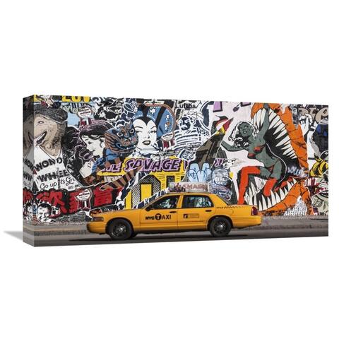 Global Gallery Michel Setboun 'Taxi and mural painting in Soho, NYC' Stretched Canvas Artwork