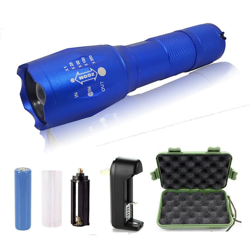 Rechargable, 5-Mode, Adjustable-Focus, Ultra-Bright LED Flashlight Kit