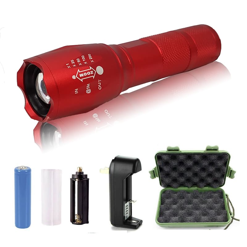 Rechargable, 5-Mode, Adjustable-Focus, Ultra-Bright LED Flashlight Kit