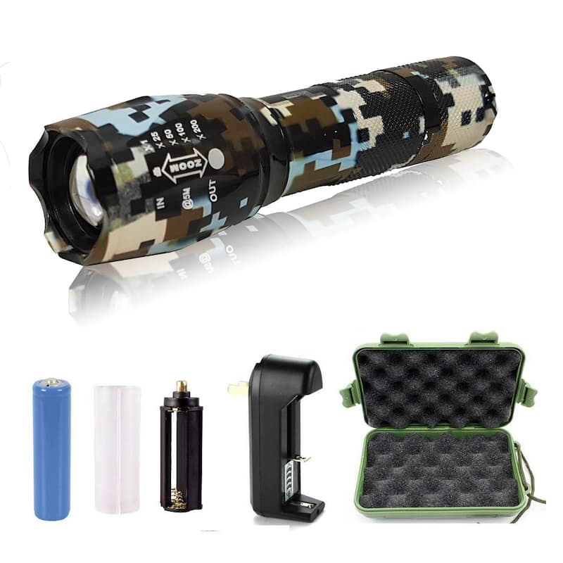 Rechargable, 5-Mode, Adjustable-Focus, Ultra-Bright LED Flashlight Kit