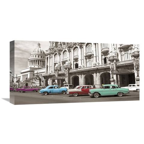 Global Gallery Anonymous Vintage American cars in Havana, Cuba Stretched Canvas Artwork