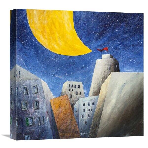 slide 1 of 4, Global Gallery Donato Larotonda �Sotto una grande luna gialla� Stretched Canvas Artwork