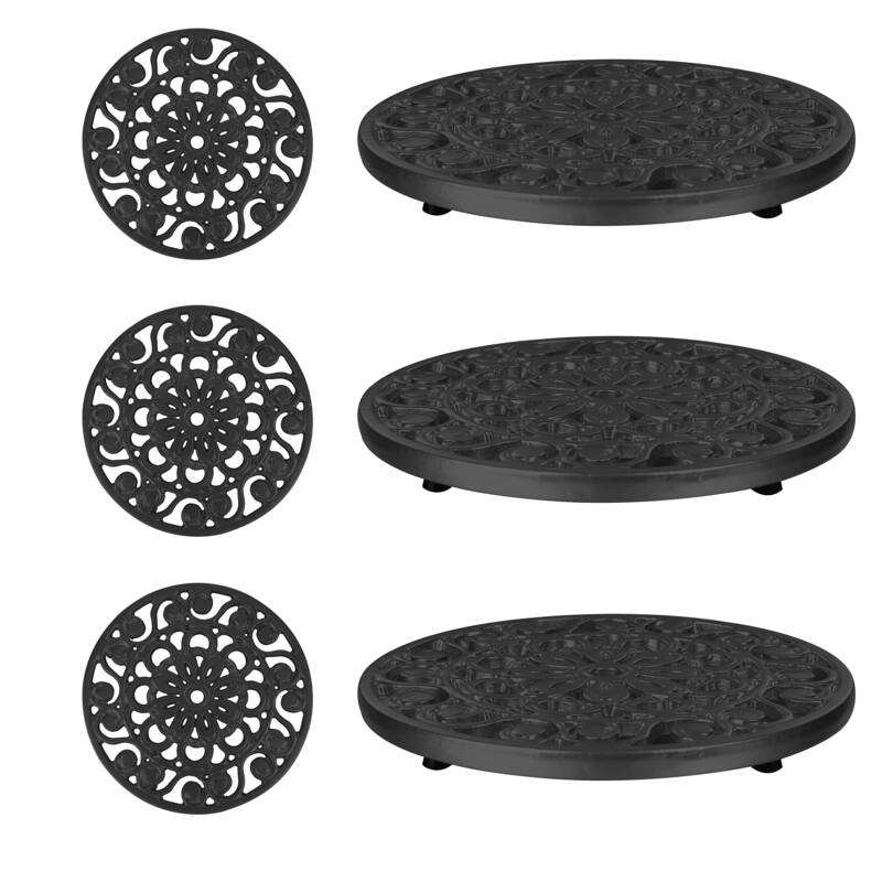 Trademark Innovations Decorative Black Cast Iron Metal Trivet